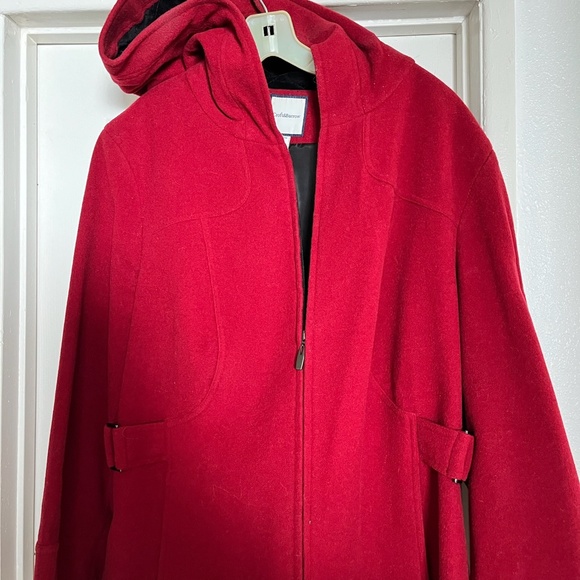 Croft & Barrow Hooded Red Wool Blend Peacoat Size 1X Plus Size - Picture 1 of 2